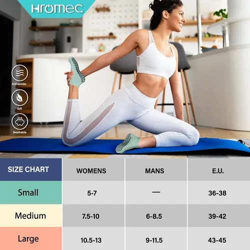 Vista 5 de Calcetines de yoga antideslizantes con agarres para pilates ballet barras descalzo calcetines antideslizantes de hospital para mujeres y hombres