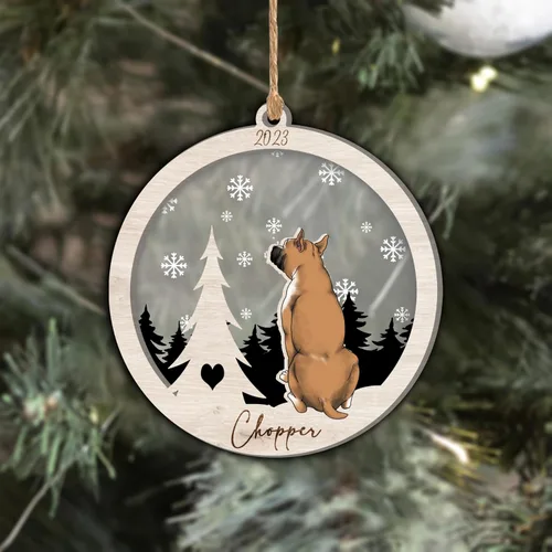 Vista 15 de Nazenti Adorno de Navidad conmemorativo personalizado, regalo personalizado de recuerdo de perro, condolencias por pérdida de mascotas, sabueso