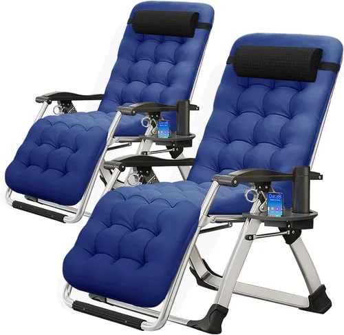 Vista 25 de MOPHOTO Silla de gravedad cero, silla de salón acolchada para exteriores con mesa lateral, silla reclinable de gravedad cero, silla reclinable