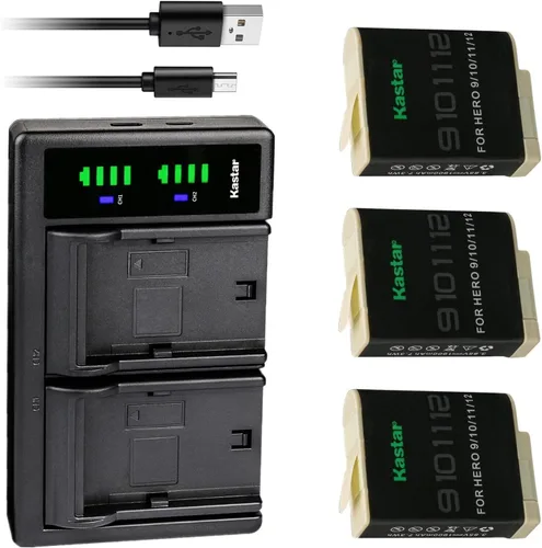Vista 6 de Kastar Cargador de batería USB LTD2 compatible con GoPro HERO12 HERO 12 Black Action, cámara GoPro HERO11 HERO10 HERO9, batería GoPro ADDBD-212