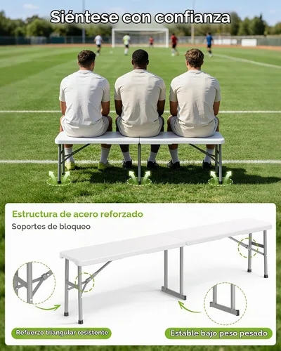 Vista 4 de Pureegg Juego de mesa plegable de 6 pies y 2 sillas, resistente, picnic