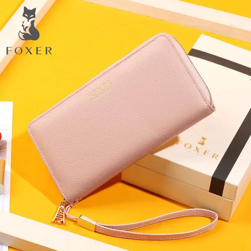 Vista 7 de Carteras de cuero para mujeres cuero genuino RFID bloqueo caja de regalo embalaje