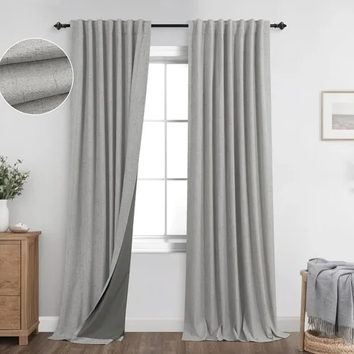 Vista 19 de KOUFALL - Cortinas de medio estilo francés de lino para ventana, juego de 2 cortinas cortas de 40 pulgadas de longitud, para privacidad, cortinas