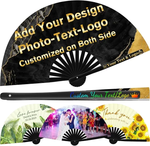 Vista 8 de Abanicos de Mano personalizados Abanicos de Mano personalizados con texto de imagen, Abanicos De Mano personalizados, regalo para boda, baile