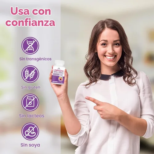 Vista 6 de Suplemento de drenaje linfático, sin OMG, sin gluten, 60