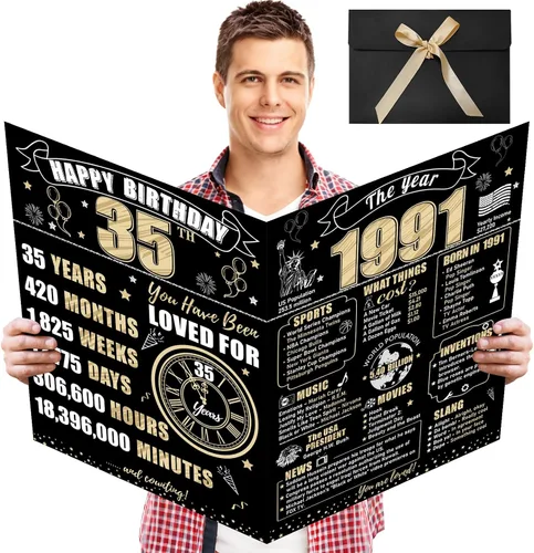 Vista 13 de Turypaty Tarjeta de 10 cumpleaños grande con sobre para niños y niñas, libro de firmas de invitados gigante de feliz 10 cumpleaños en negro y oro
