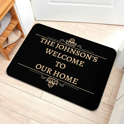 Vista 12 de Livole Tapete personalizado para puerta delantera, tapete de bienvenida personalizado con nombre de la familia, para interiores y exteriores