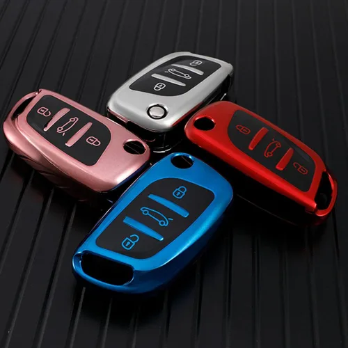 Vista 6 de WYONGZ Funda plegable de TPU para llave de coche para Peugeot Citroen C2 C4 C5 DS3 DS4 DS5 DS6 Protector Accesorios
