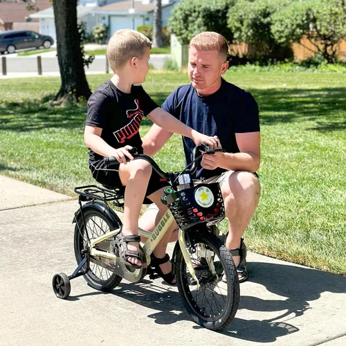 Vista 4 de Glerc Bicicleta de burbujas para niños, bicicleta para niños de 12 a 16 pulgadas, para niños de 2 a 8 años, bicicleta para niños con cesta y ruedas