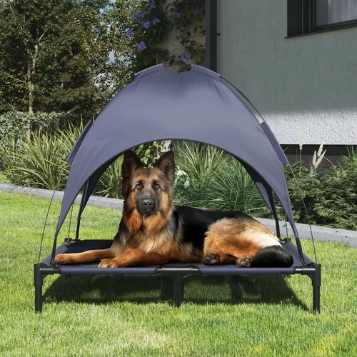 Vista 4 de PETMAKER - Cama elevada portátil tipo catre con toldo para perros/mascotas, de 36 x 30 pulgadas con patas antideslizantes, para interiores
