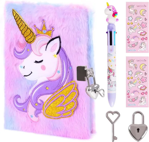 Vista 11 de Axolotl Diario para Niñas con cerradura y llaves, Diario de Niños Cuaderno Escolar de Viaje Juego de Regalo para Escribir y Dibujar, Bolígrafo