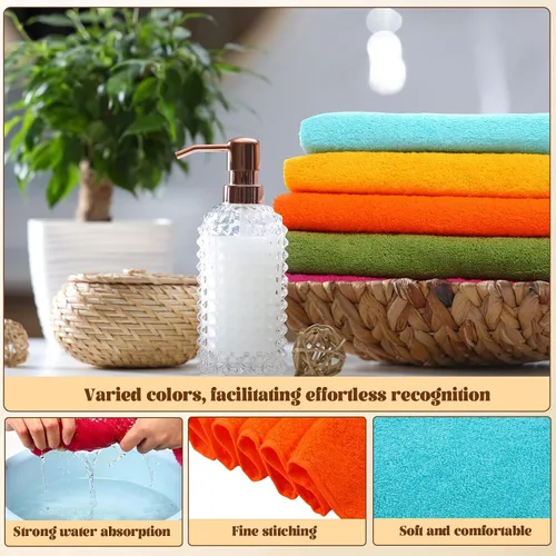 Vista 3 de Newwiee Juego de 12 toallas de baño a granel - Toallas grandes de algodón de 28 x 55 pulgadas en 12 colores, toalla de baño suave, ligera