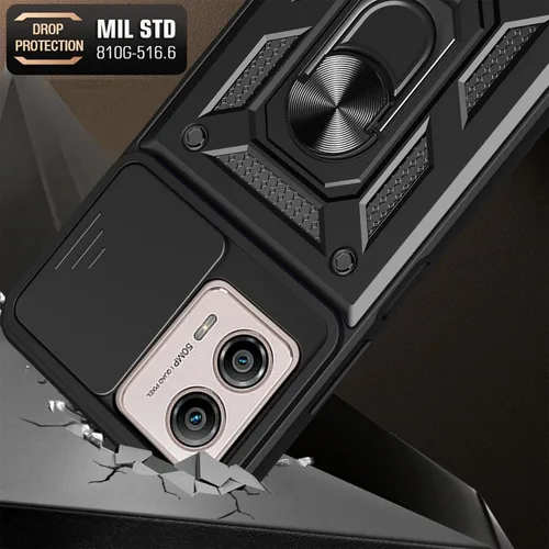 Vista 5 de Funda de teléfono para Motorola Moto G53 5G, grado militar, a prueba de golpes, resistente, protector para lente de cámara, anillo de dedo, soporte