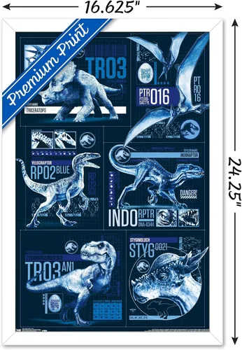 Vista 26 de Trends International Jurassic World: Fallen Kingdom - Póster de pared con cuadrícula, 14.725 x 22.375 pulgadas, versión enmarcada de madera