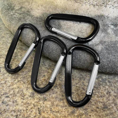 Vista 7 de Clips de mosquetón de aluminio de 3 ", hebilla de gancho de mosquetón de llavero con forma de anillo D 12PCS