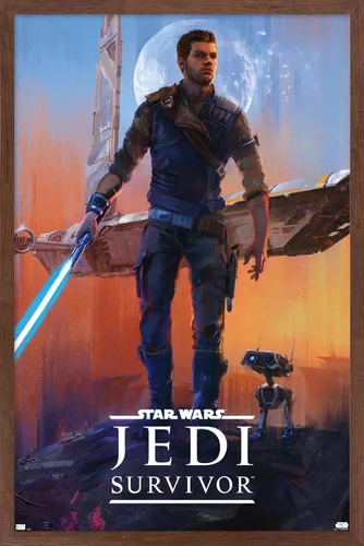 Vista 17 de Trends International Star Wars: Jedi: Survivor - Póster de pared de lujo, 22.4 pulgadas de largo x 14.7 pulgadas, versión enmarcada de madera