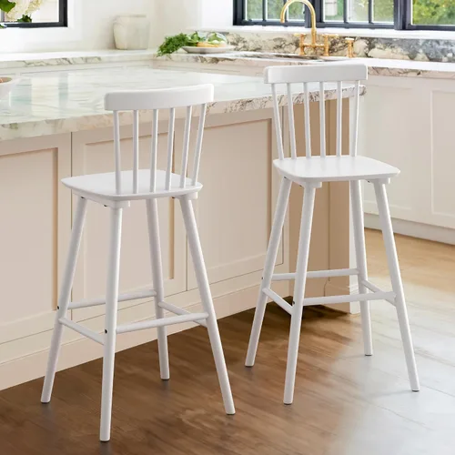 Vista 11 de LUE BONA Windsor - Juego de 2 taburetes de bar de madera para isla de cocina, estilo casa de campo de 24 pulgadas de altura de mostrador, sillas