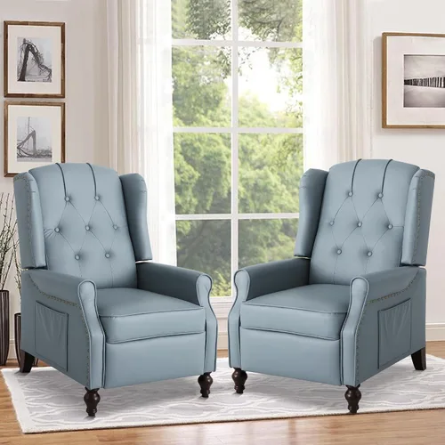 Vista 15 de Silla Wingback con masaje y calor, silla reclinable de tela copetuda, silla reclinable con respaldo de ala con control remoto, cojín acolchado