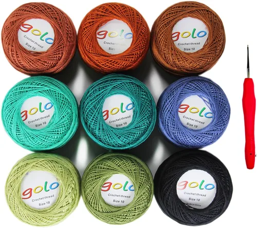 Vista 18 de Golo - 3 bolas de hilo de ganchillo tamaño 10, hilo de crochet para tejer a mano 102