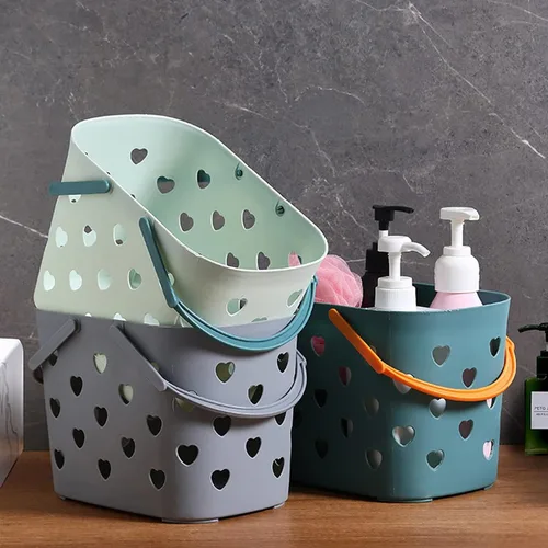Vista 3 de Anyoifax Cesta portátil de almacenamiento de plástico con asa para ducha, organizador de caja para baño, despensa, cocina, dormitorio universitario