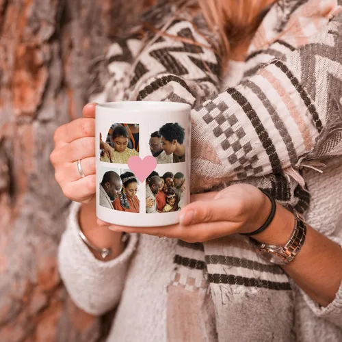 Vista 2 de Tazas de café personalizadas - Texto personalizado, foto, logotipo, imagen de collage, nombre inicial taza de monograma y tazas mágicas de cerámica