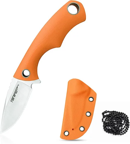 Vista 8 de TONIFE Cuchillo para el cuello, mini cuchillo de supervivencia al aire libre, hoja afilada EDC de alta dureza de 1.7 pulgadas, cuello portátil