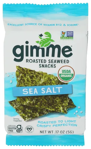 Vista 8 de gimMe Snacks Algas marinas tostadas orgánicas Sal marina (0.18 oz) - (paquete de 4) Sin OMG y sin gluten