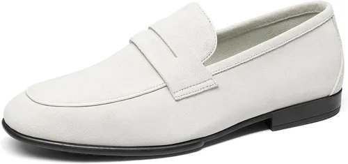 Vista 14 de Bruno Marc Mocasines Penny Mocasines de cuero de gamuza para hombre Negro
