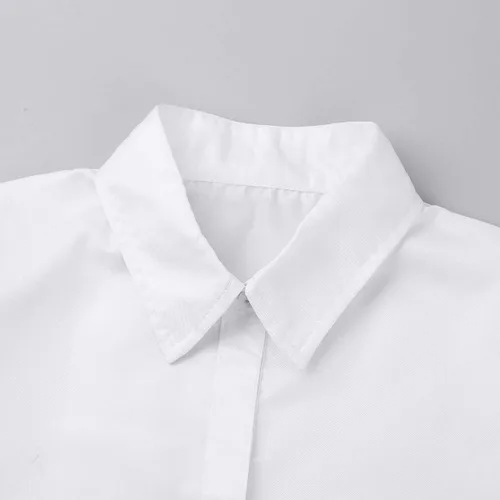 Vista 6 de inlzdz Conjunto de uniforme escolar coreano japonés británico para niñas y niñas, de manga larga con corbata de camisa, minifalda