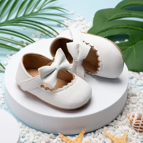 Vista 6 de ohsofy Zapatos de Mary Jane antideslizantes con lazo de princesa para bebé y niña, zapatos de vestido de princesa para los primeros pasos, zapatos