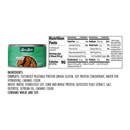 Vista 2 de Loma Linda - Carnes a base de plantas (Choplets™ (13 oz.), paquete de 6