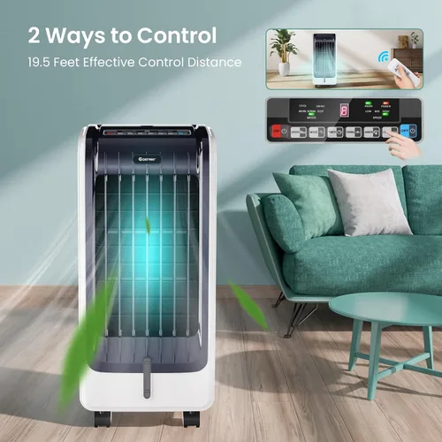 Vista 3 de COSTWAY Enfriador de aire evaporativo portátil para habitación, enfriador de aire portátil 3 en 1 con control remoto, temporizador de 8 horas, 2