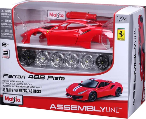 Vista 5 de Maisto 1:24 Línea de montaje Ferrari 488 Pista - Rojo