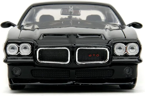 Vista 2 de Jada Big Time Muscle 1:24 1971 Pontiac GTO - Coche fundido a presión, juguetes para niños y adultos (llamas negras)