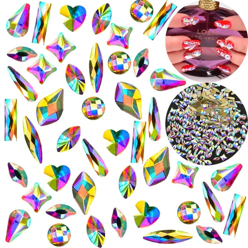 Vista 3 de Massive Beads Gemas de diamantes de imitación de cristal con parte trasera plana mixta para arte de uñas 3D para teléfono DIY