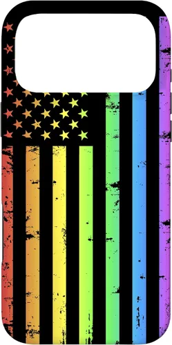 Vista 22 de Funda LGBT para iPhone 17 con diseño de bandera estadounidense arcoíris