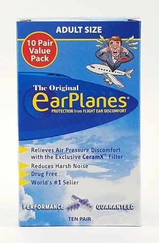 Vista 6 de EarPlanes Originales para Adultos de Cirrus Healthcare Tapones para los Oídos Protección Auditiva para Viajes en Avión (1 Par)