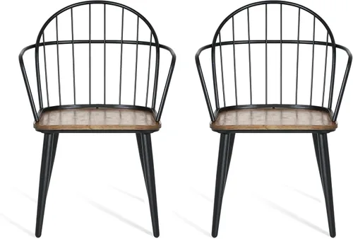 Vista 5 de Dining Chairs and Table & Chair Sets - 2-Pack Modern Wood Seat Metal Leg Side Chairs for Kitchen, Dining Room, and Home Office Seating,Black