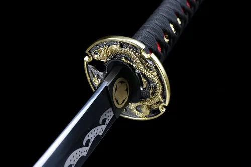 Vista 6 de Katana Katana Katana Dark Evil Dragon de 41 pulgadas, hecha a mano japonesa, práctica, acero T10, templado/arcilla templada, espiga completa