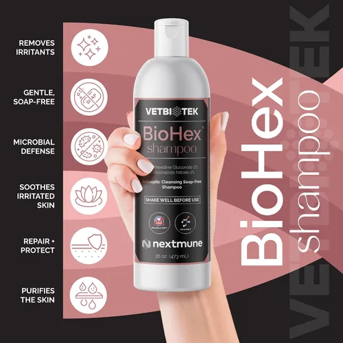 Vista 7 de BioHex - Champú para perros, gatos y caballos, limpieza profunda sin jabón, 16 onzas Chlorhexidine & Miconazole, MicroSilver BG, Ceramide 3