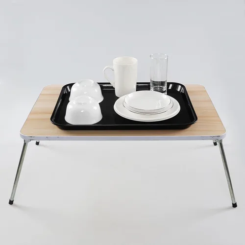 Vista 4 de Teyyvn Bandeja de plástico negra para servir comida rápida, 17.3 x 13.4 in, bandeja rectangular para alimentos