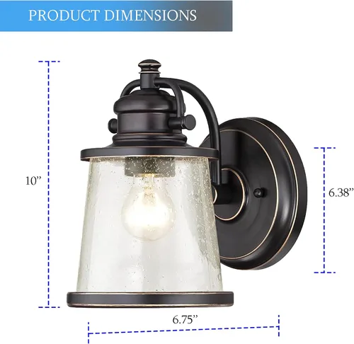 Vista 4 de Ciata Iluminación para exteriores, montaje en pared, aplique de una sola luz, lámpara de bronce resistente a la intemperie, 60 vatios, accesorio