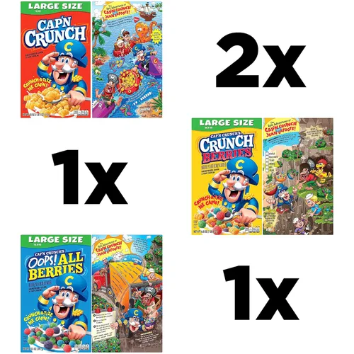 Vista 3 de Cap'n Crunch Cereales, paquete variado de 3 sabores, cajas de tamaño grande, (paquete de 4)