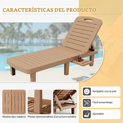 Vista 6 de UDPATIO Silla de salón al aire libre para piscina Tumbonas impermeables