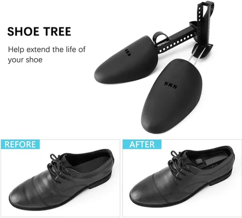 Vista 4 de 2 pares de árboles de zapatos de plástico para hombres (negro)