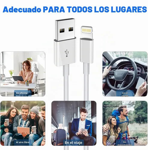 Vista 6 de Cargador para iPhone de 3 pies, [certificado MFi de Apple], cable Lightning original, paquete de 3 cables USB de sincronización de datos de carga