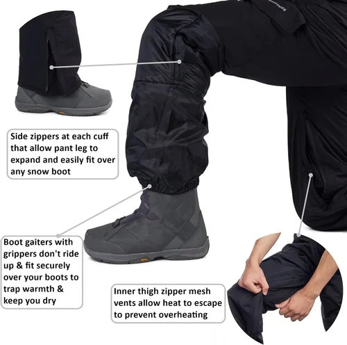 Vista 6 de Alpine Swiss Overol de nieve con aislamiento para hombre, impermeable, para esquí, snowboard
