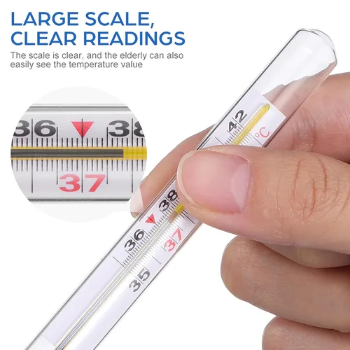 Vista 3 de MAGICLULU 2Pc Termómetro de Vidrio Oral para Adultos, Lectura Rápida de Fiebre, Indicador de Temperatura (℃ Grande) (Paquete de 4)