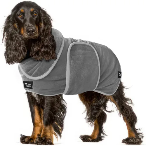 Vista 20 de Tuff Pupper Bata de baño para perro de secado rápido, toalla de felpa de 800 GSM, bata de baño súper absorbente para mascotas y cachorros, capucha