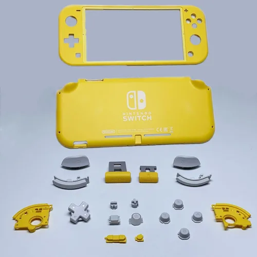 Vista 2 de Carcasa rígida cubierta frontal con botones para Nintendo Switch Lite NS Lite Reemplazo de consola (amarillo)